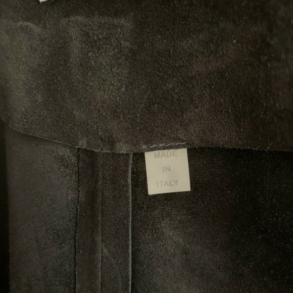 Alexa Chung x AG Walker Coat Embroidered Suede Leather Black XS - Picture 9 of 13